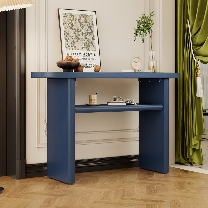 Charkita 47.8'' Console Table, Console Table with Rounded Edges and Sturdy Shelf, Navy