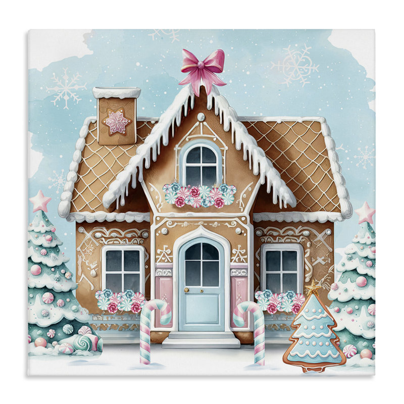 Art mural sur toile Fancy Gingerbread House par Nicole DeCamp, H 17 po x l 17 po