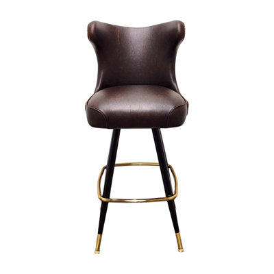 Button Tufted Cowboy Swivel Bar Stool