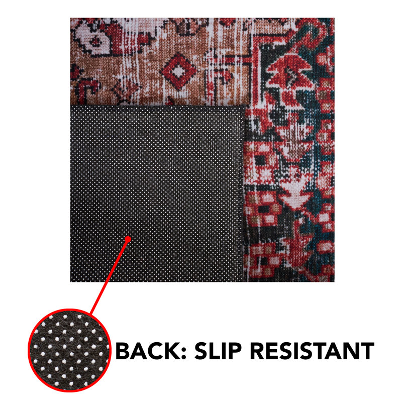 Pashen Performance Machine Washable Oriental Rug, Square 8'