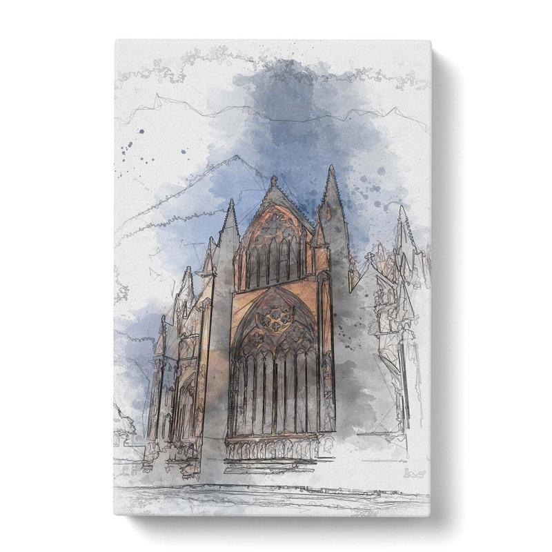 Lincoln Cathedral in England in Abstract - Wrapped Canvas, 76cm H x 50cm W x 3cm D