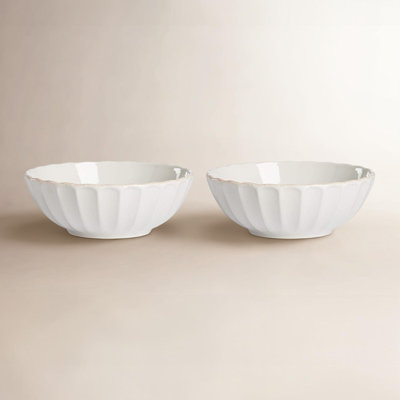 French Perle Scallop White Stoneware Cereal Bowl