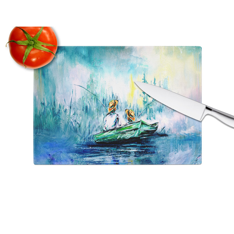 Fishing On The Bayou Glass Cutting Board
