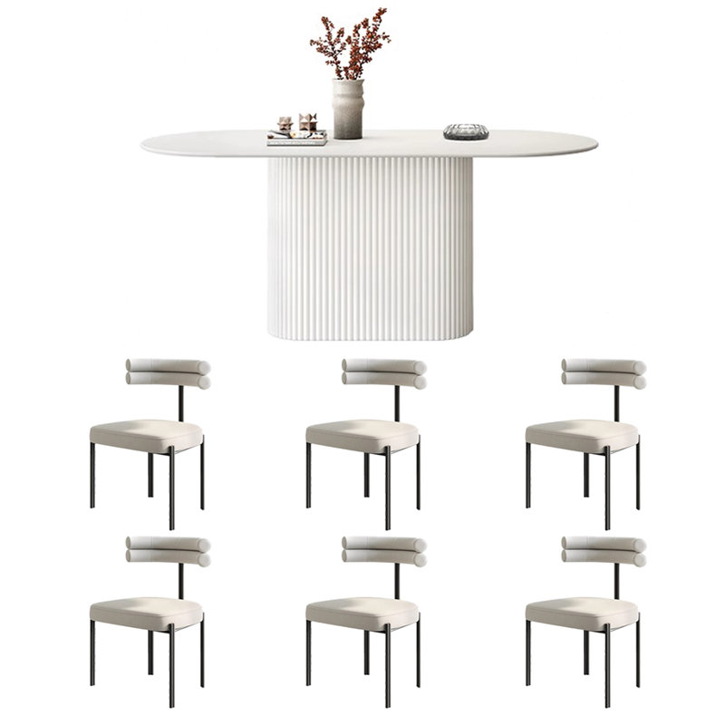 Table et chaise ovales simples et pratiques, H 29,5 po x L 78,7 po x l 35,4 po