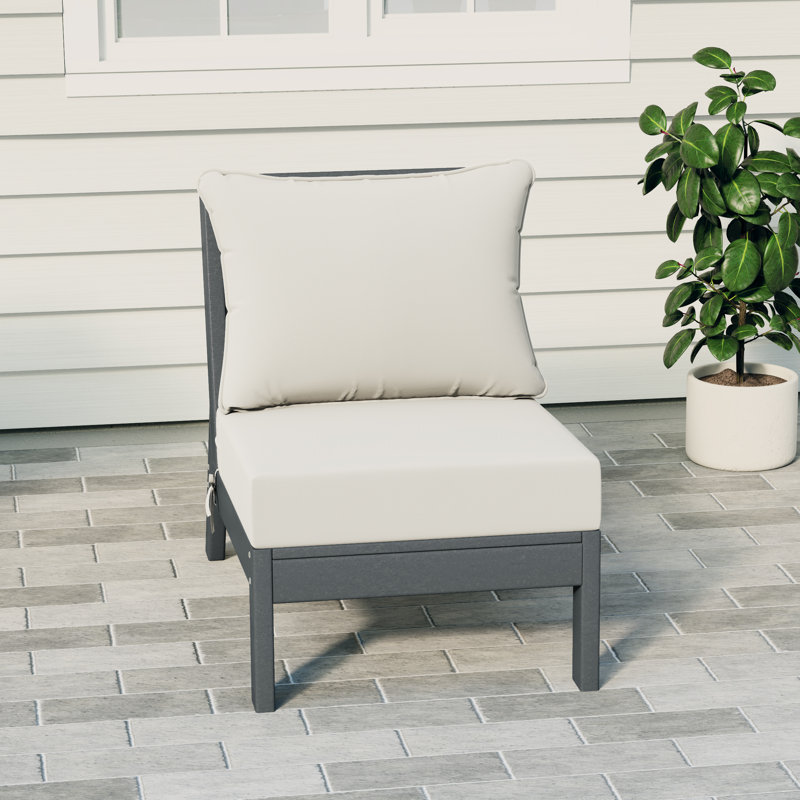 Chaise sans accoudoirs à assise profonde avec coussins, White, Grey