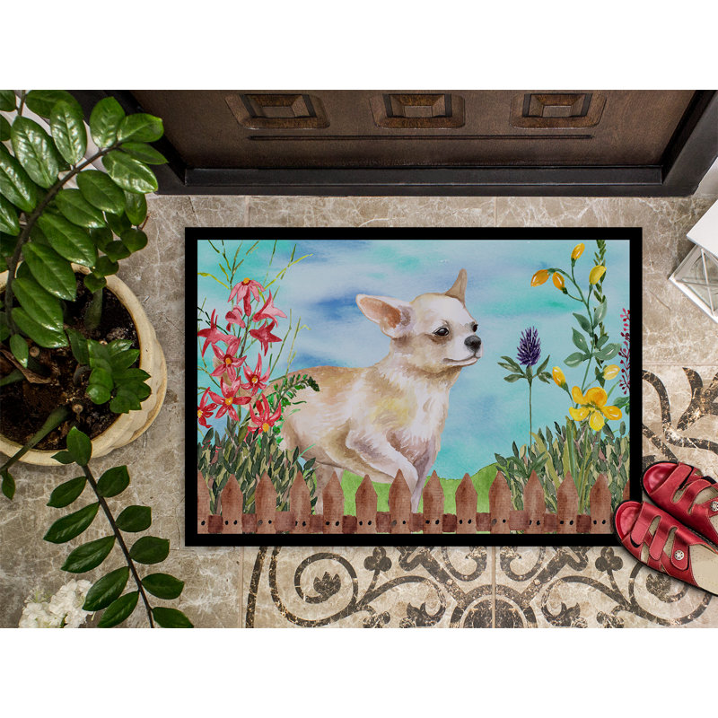 Tapis de porte d’extérieur antidérapant à ressorts chihuahua, Rectangulaire : 18 po x 27 po