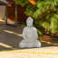 Meditating Buddha 12 Inch, Beige Stone Effect Garden Statue, Zen Garden Ornaments, Home Decor, Sitting Buddha Indoor Figurine L21.5 W17.5 H30.5 cm