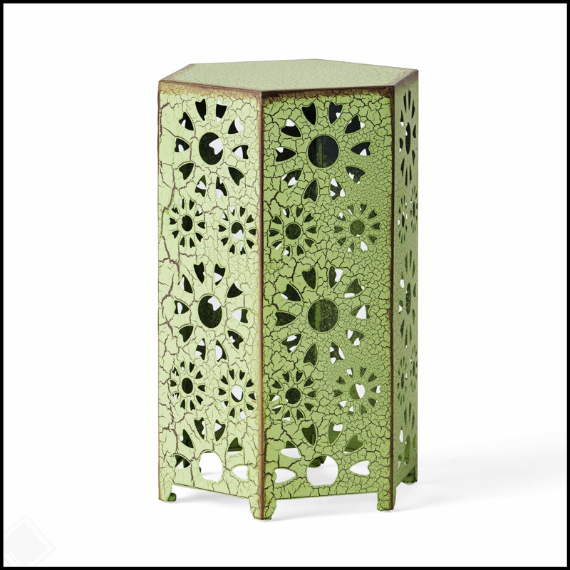 Outdoor Eliana Side Table Set, 2 PCS with Sunburst Cut-Out Design for Patio and Backyard Decor