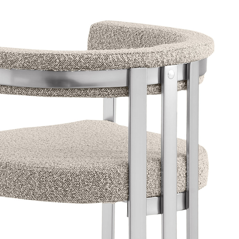 Chaises d'appoint en tissu Boucle avec structure en chrome brossé, Nickel brossé, Gris