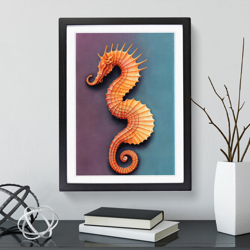 Beautiful Seahorse - Single Picture Frame Print, 64cm H x 46cm W x 2cm D, Black Framed