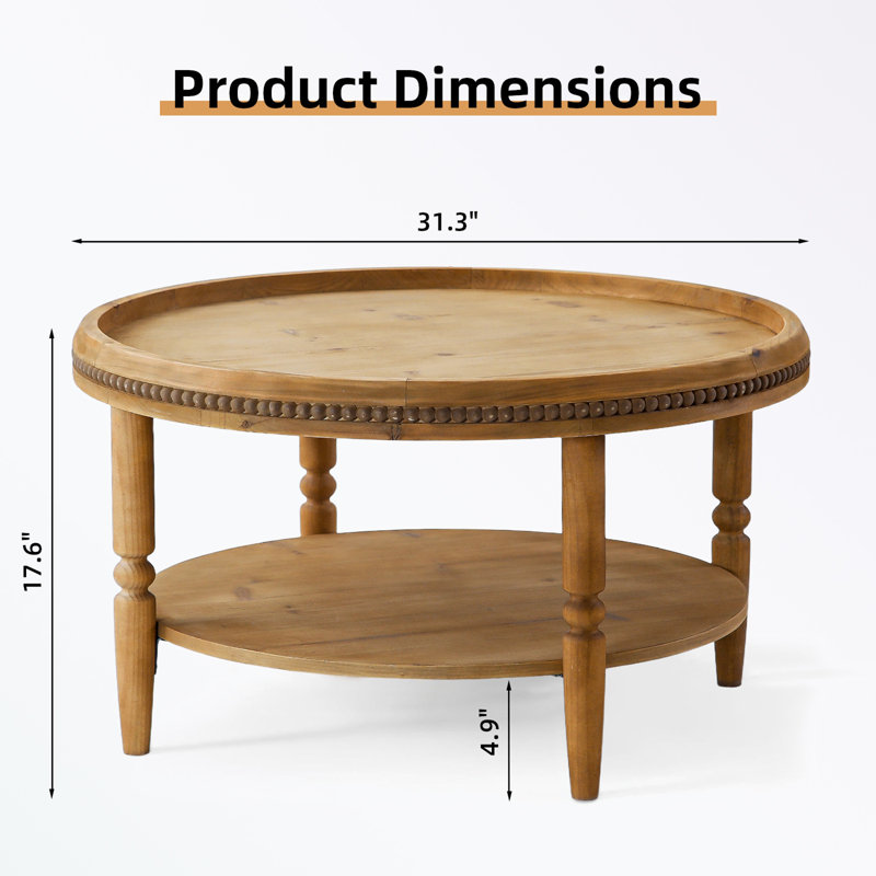 Table basse ronde avec tablette de rangement