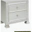 Glamour Modern Design Table de chevet 1pc avec 2 tiroirs, boutons en faux cristal, finition argentée