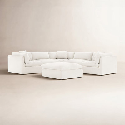 Annabella 121.65" W 6-Piece Modular Corner Sectional with Ottoman