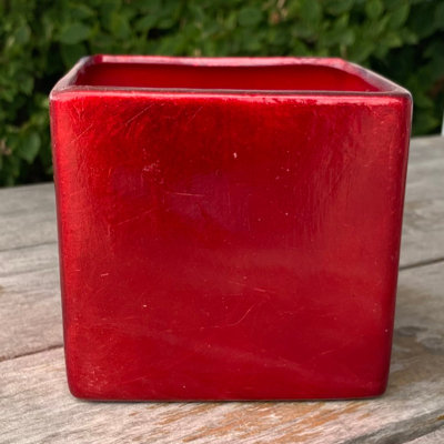 Red Foil Finish Painted Planter