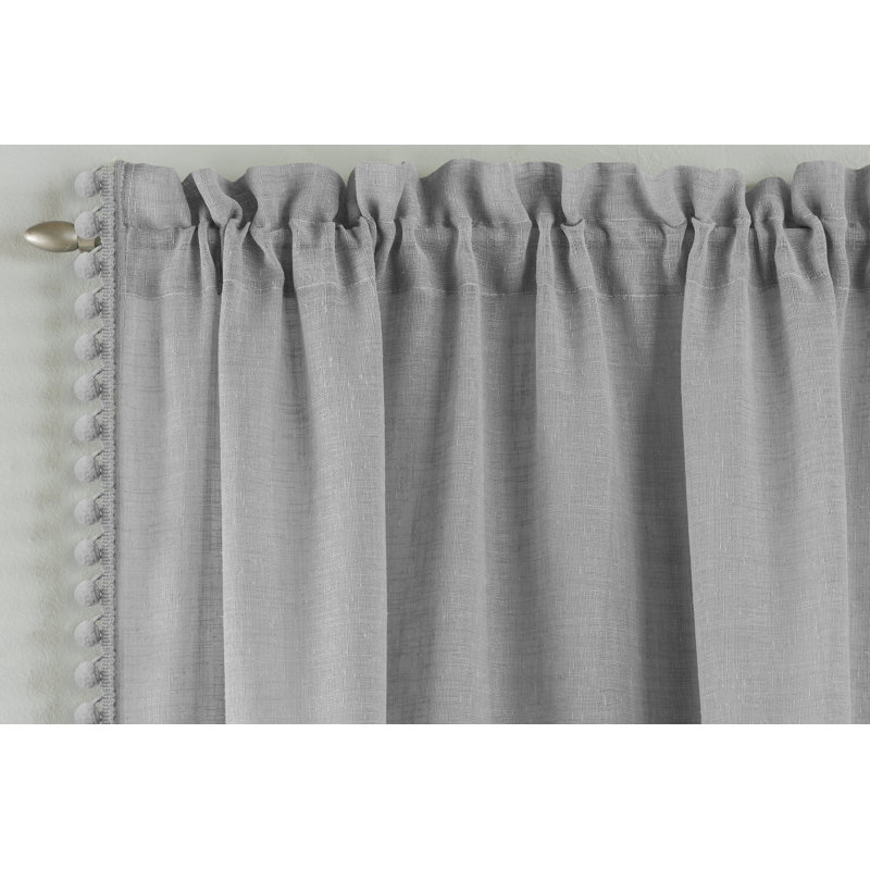 Caletha Semi Sheer Curtain Single Panel, Grey, Width 140 x Drop 137 cm