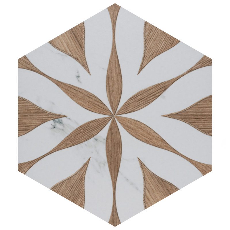 Llama Flower Loire 8-5/8 In. X 9-7/8 In. Porcelain Floral Look Wall & Floor Tile, Noce