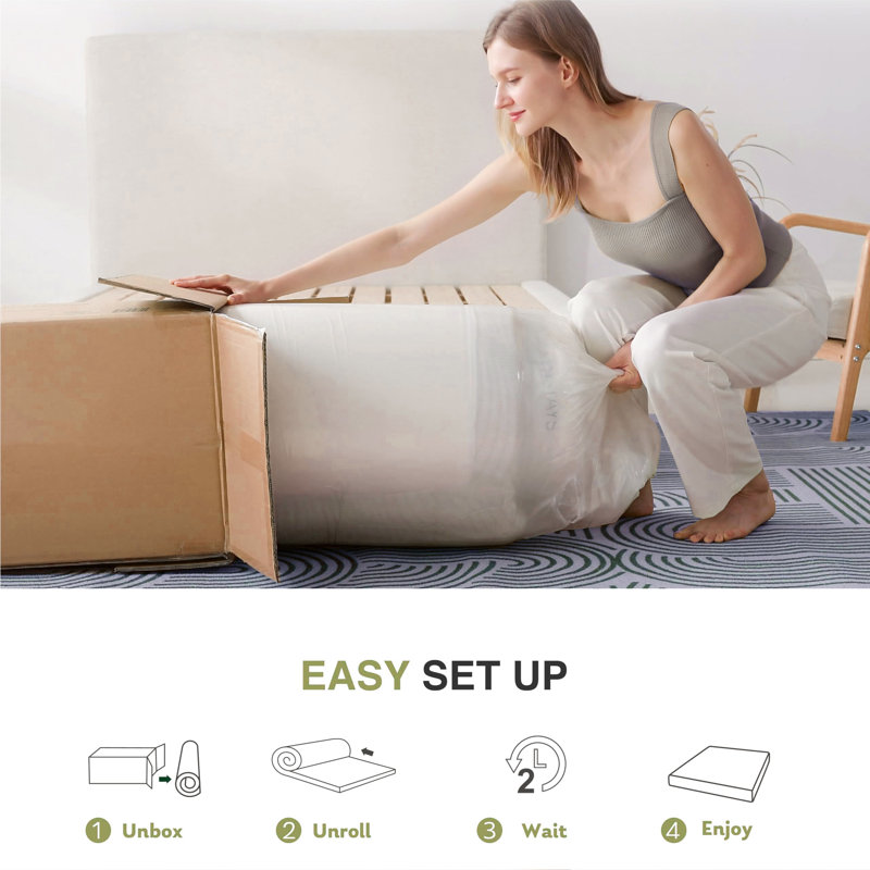 Matelas dans une boîte, mousse à mémoire de forme vert moyen, matelas de 8 pouces pour lit plateforme, Double