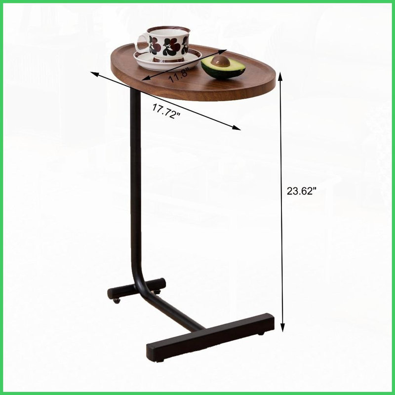 Table basse brune en forme de C pour le salon, peu encombrante et amp; Assemblage rapide en 15 minutes
