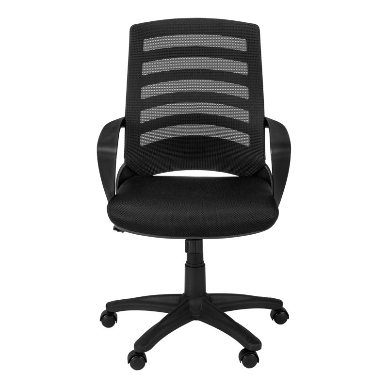 Ergonomic 37.75" Black Mesh Swivel Task Chair with Polyester Seat