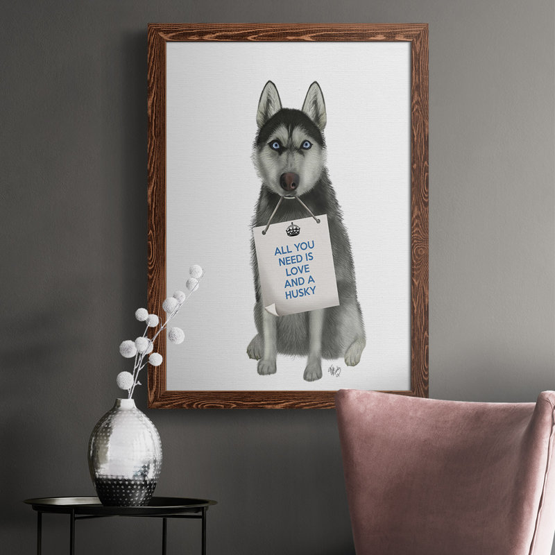 Binderveld " Love And Husky ", 43.5" H x 31.5" W x 1" D, Maple Framed