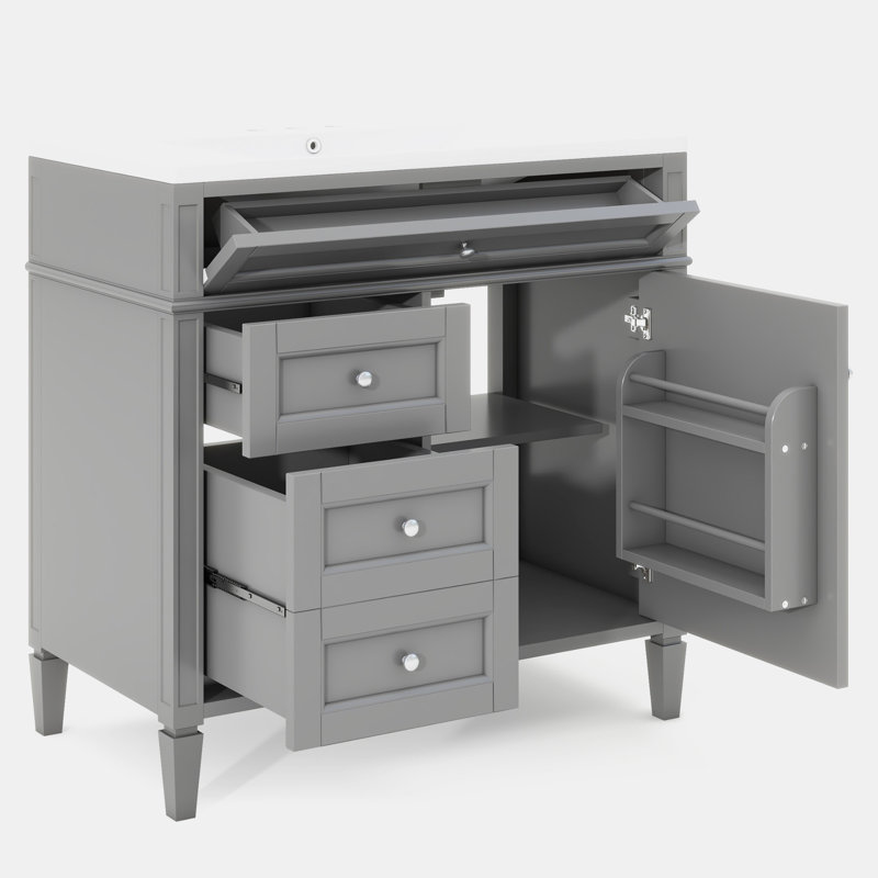Meuble-lavabo simple 35,03 avec comptoir, Gris