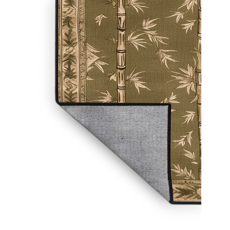 Tapis art déco brun lavable à la machine, Carré 7 pi