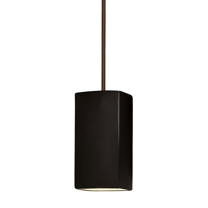 Luminaire suspendu carré 1 lumière Radiance, Bronze foncé, Noir mat carbone