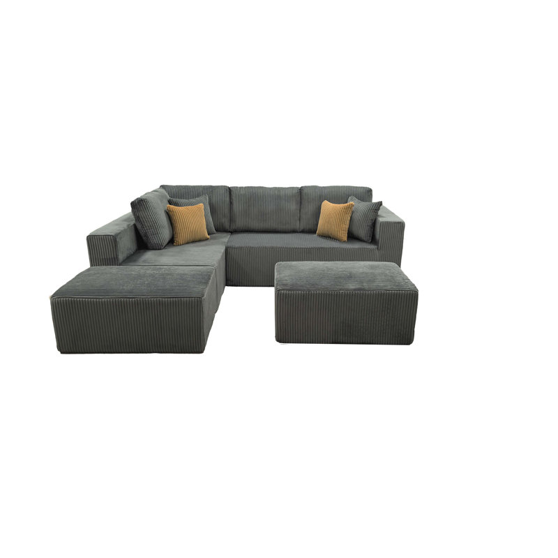 Fernvale Modular Boneless Sectional, Dark Gray Corduroy