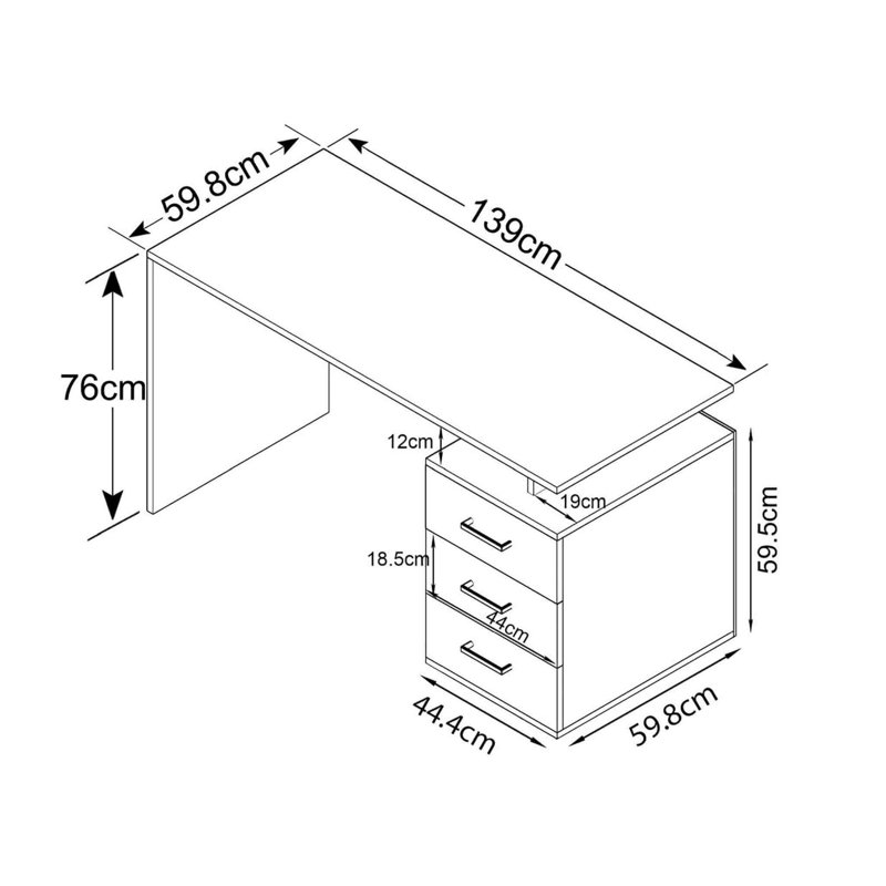 Shun Writing Desk, White