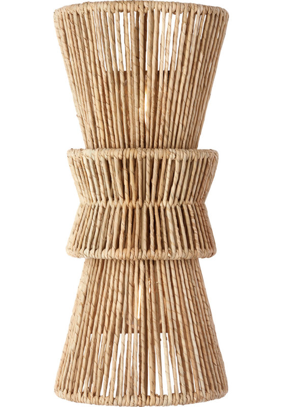 Antigua 20" Sconce in Natural Abaca, Polished Nickel