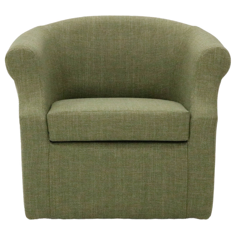 Fauteuil demi-tonneau pivotant l 3,5 po Buril, Mélange de polyester vert