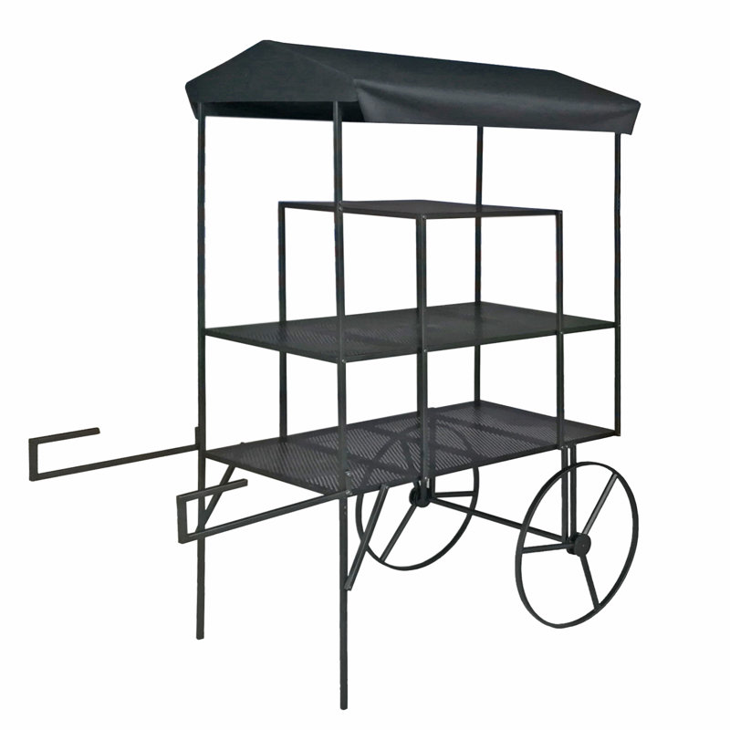 Fixtureisplays®, grand chariot à fleurs à 3 niveaux, support de pot de fleurs en métal, support, finition noire 16964
