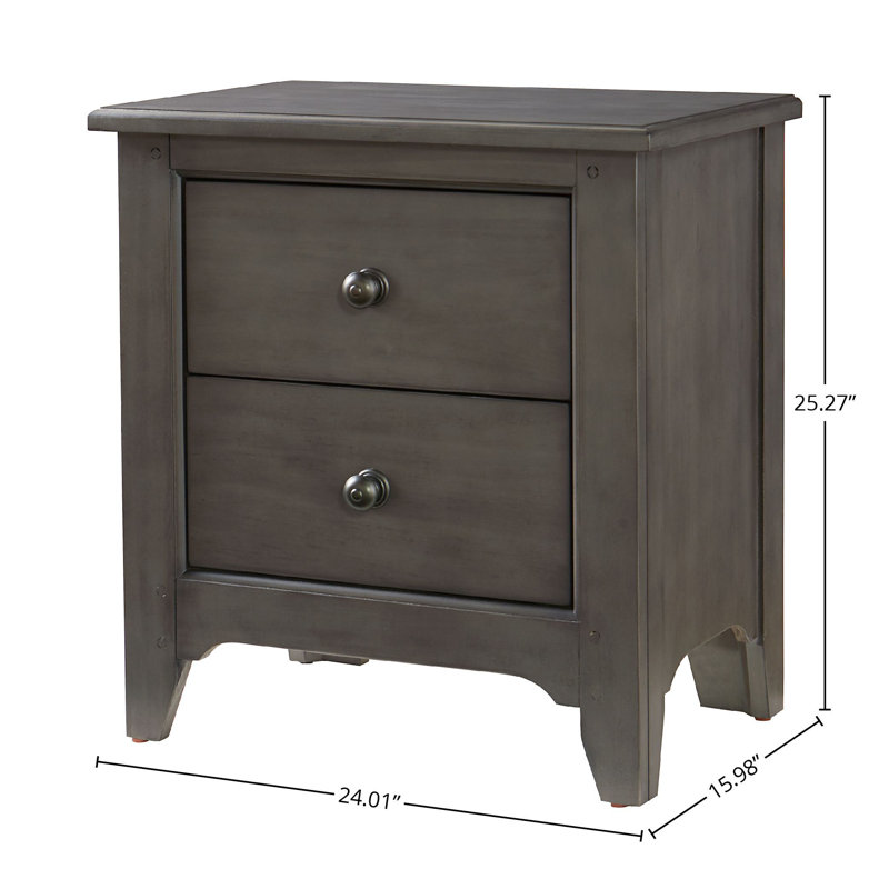 Table de chevet en bois massif Mabank, Gris