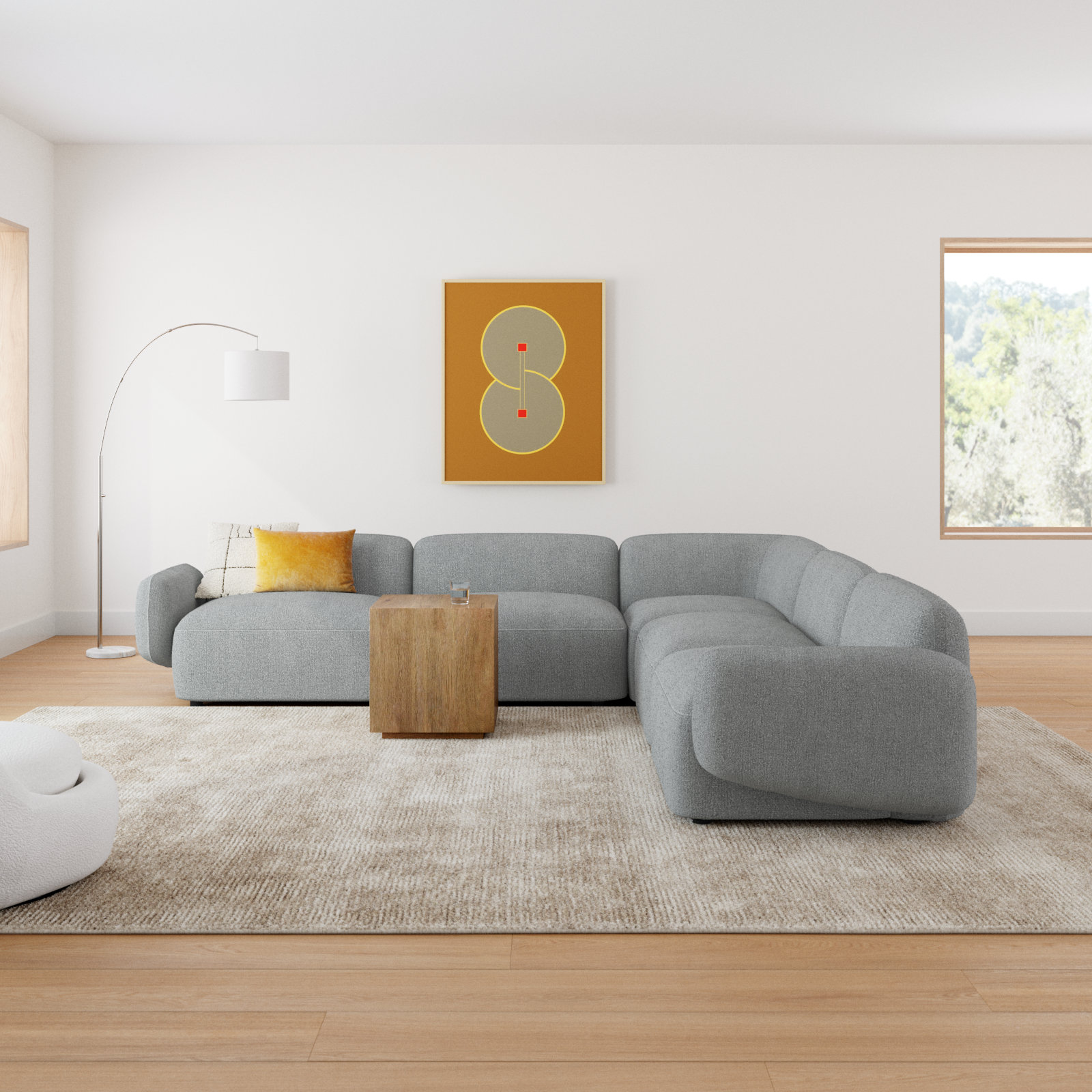Isles Modular Sectional, Mellow Gray Chenille
