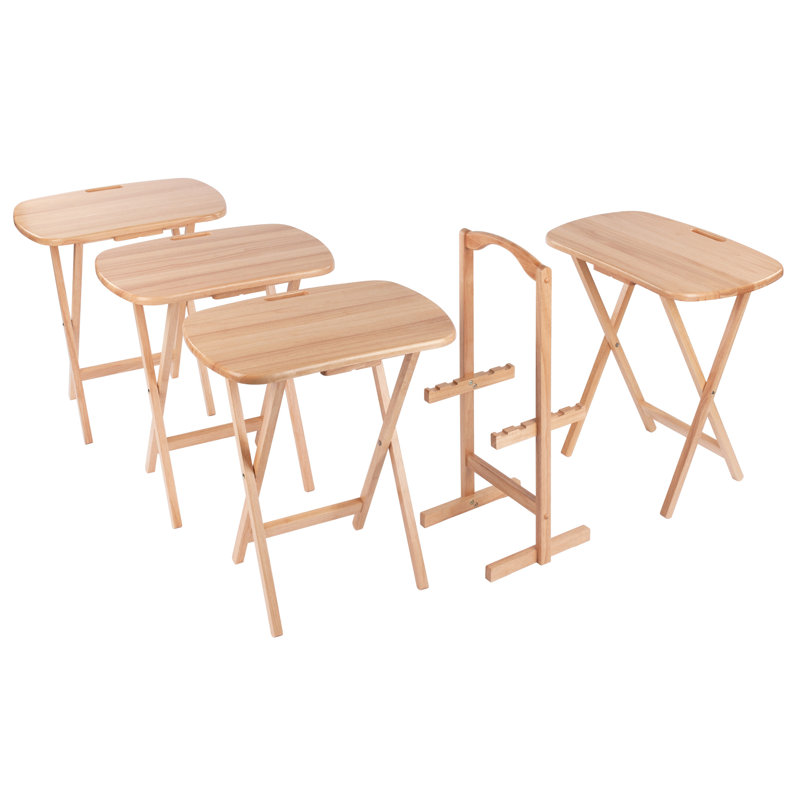 Lucca 5-pc Snack Table Set, Teak, Beige