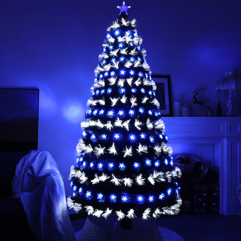 Lighted Artificial Pine Christmas Tree, 6 ft