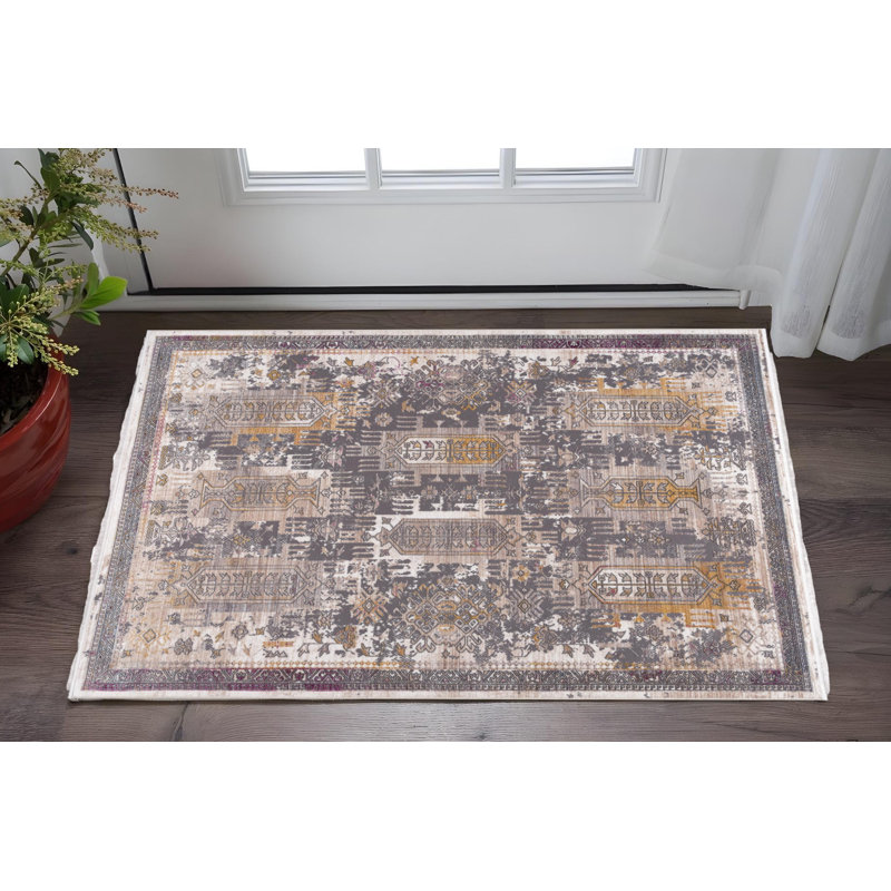 Tapis beige et rouille 2 pi x 3 pi Southwestern,  Rectangle 2 pi x 3 pi