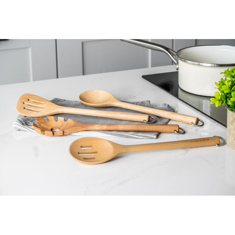 4 Piece Birch Wood Kitchen Utensil Set
