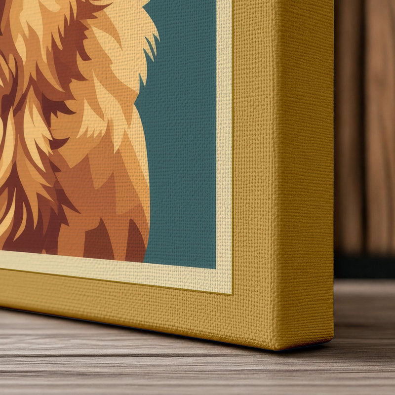 Golden Retriever Portrait Modern 1 Piece Wrapped Canvas Wall Art, 30x20 - 76.2 x 50.8 cm, Ochre Border