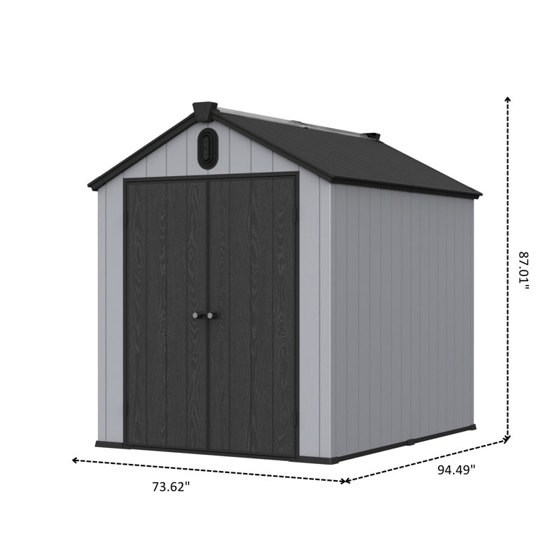6X8ft Outdoor Maintenance Shed With Lock - Plastic, Secure Garden Craft Room Spacious, Plastic Construction
