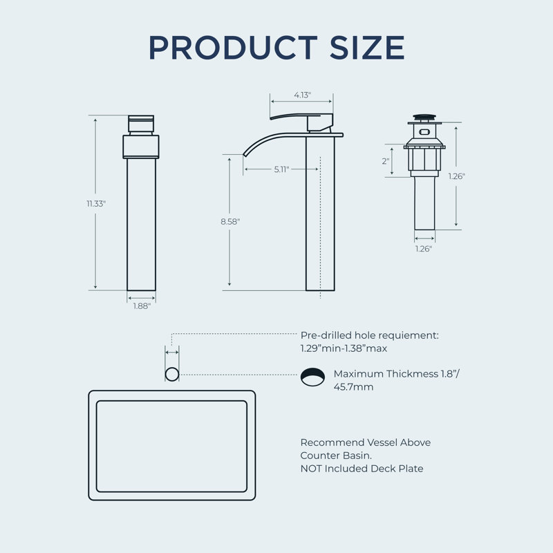 Vessel Sink Faucet Single-handle Bathroom Faucet with Drain Assembly, Silver 