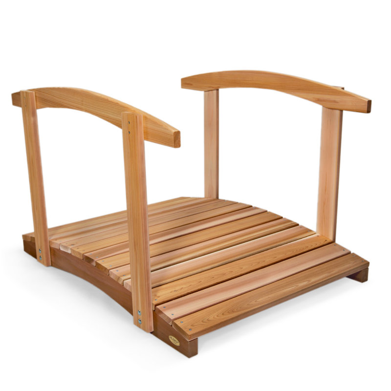 Natural Western Red Cedar 4-Ft Garden Bridge with Side Rails