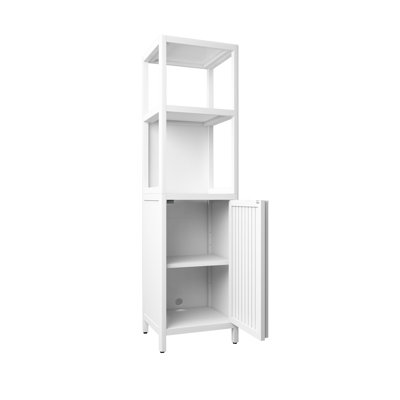 Armoire de rangement en lin de 52 po en bambou blanc, convenant aux espaces de vie principaux tels que les salles de bain, les chambres et les salons