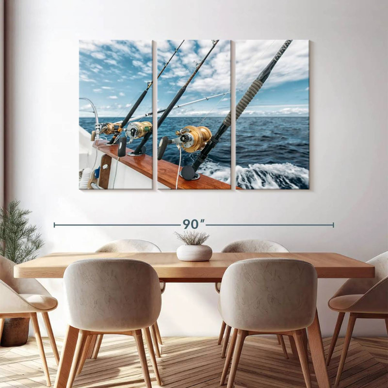 «Pêche au thon espagnol» - 3 pièces, H 48 po x l 74 po x P 1,25 po