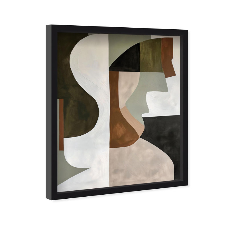 Oliver Gal Stone and Breeze II Abstract - Luxury Shadowbox Framed Wall Art, 31.5" H x 25.5" W, Black