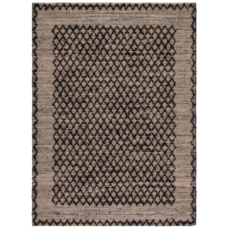 Tapis géométrique en jute et en coton à tissage plat Aralin, Rectangle 3 pi x 5 pi