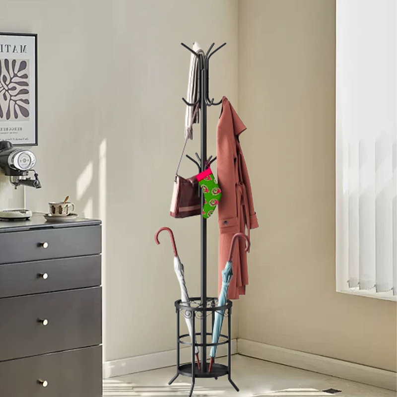 Portemanteau autoportant avec porte-parapluie, Noir, noir, noir, noir