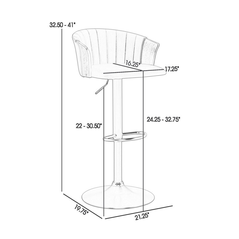 Jerahmy Modern Adjustable Swivel Metal Bar Stool, Gray/Black