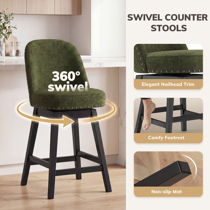 Swivel Counter Stool, Green