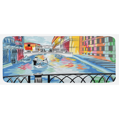 Coastal Solid Color Polyester Kitchen Mat